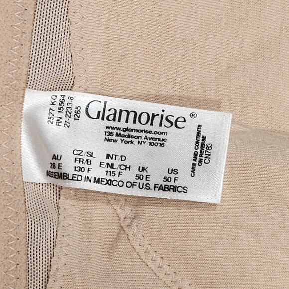 Glamorise Bra 1265 Magic Lift Front Close Back Support Bra 50F Beige - Picture 3 of 7